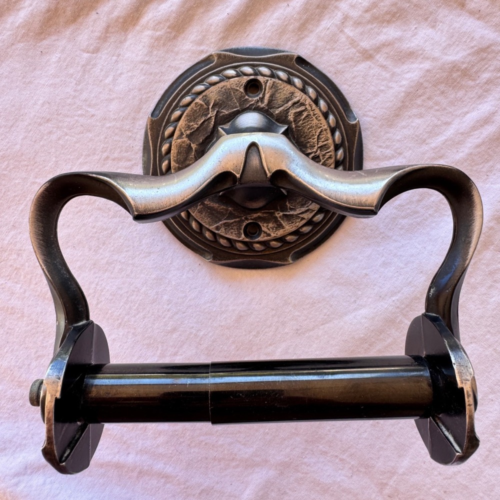 Vintage Amerock Carriage House Toilet Paper Holder Pewter Silver 1970s